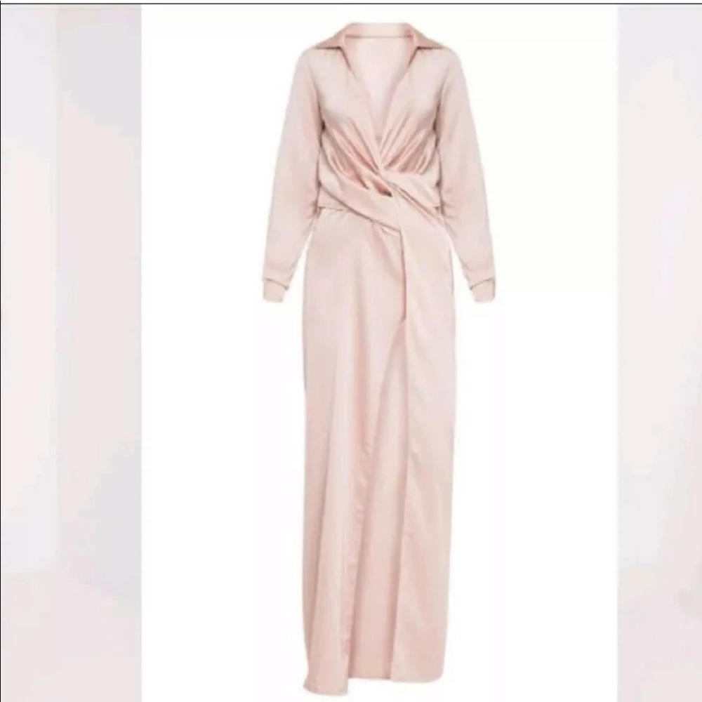PRETTY LITTLE THING Satin Twist Maxi Dress
